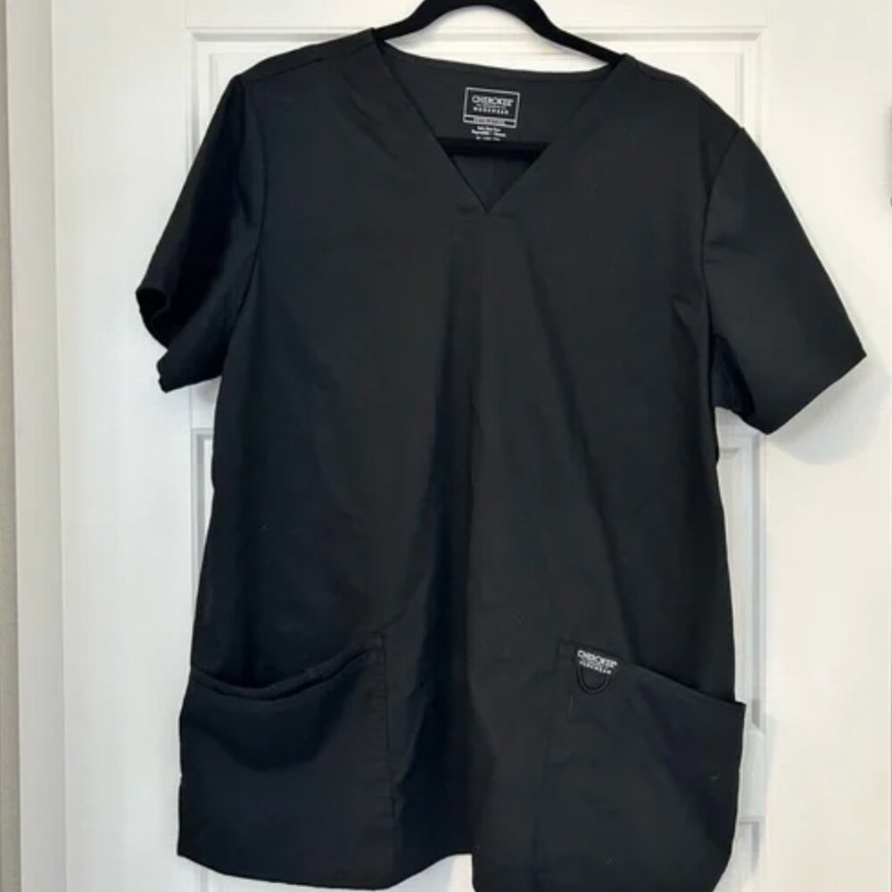 Cherokee Women’s V-Neck Solid Black Scrub Top